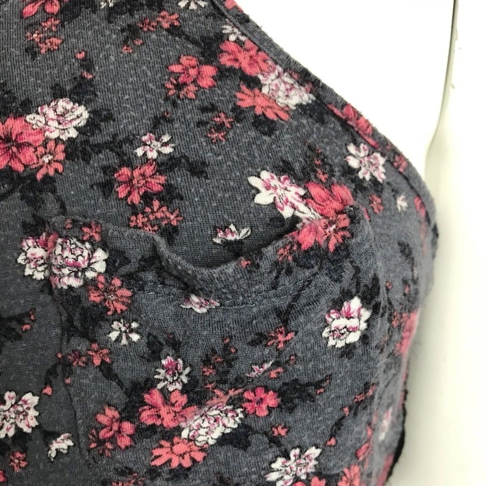 Iris Basic Pink Floral Tank Laced Grey Blouse  M - Picture 2 of 6